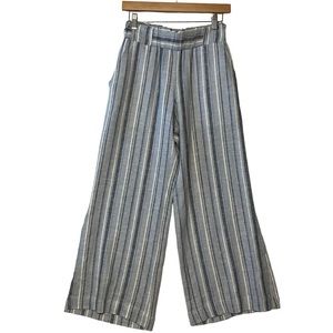 INDIGO REIN sz Small Pull On Pants Pockets Stretch Waist Wide Leg Blue White